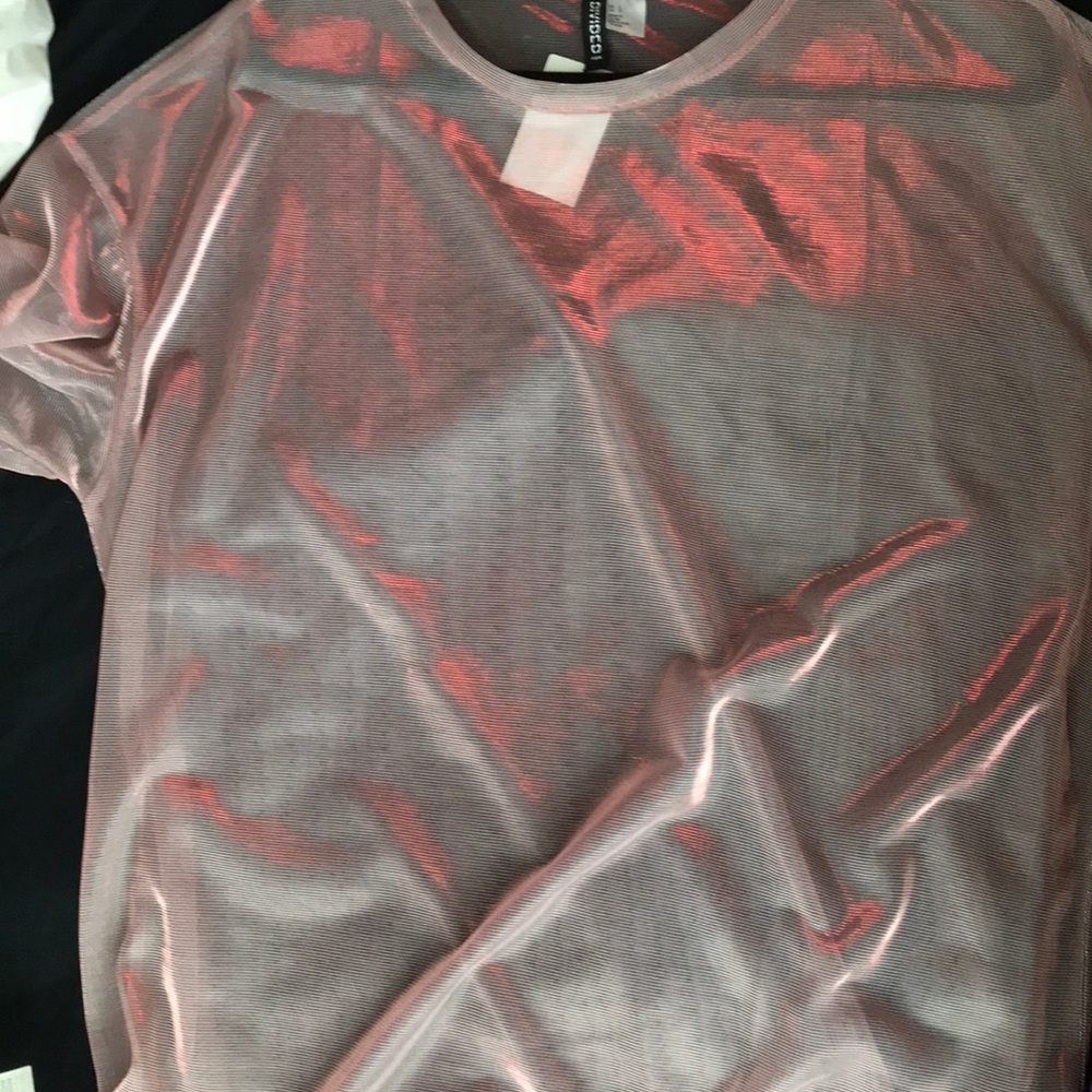 Metallic translucent T-shirt. Size L, fits like 1X